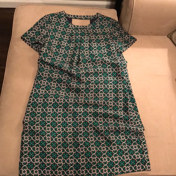 Jcrew silk green patterned dress Sz 6 - Picture 1 of 5